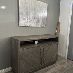 Modus Furniture Alexandra - Consola multimedia de madera maciza, 54 pulgadas, latte rústico