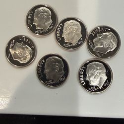 Lot Of 6 Gem Proof Roosevelt Dimes From Various Years All Are Mint 251