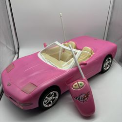 Vintage Barbie 2001 Pink R/C Corvette with Remote Control by Mattel Tested Works