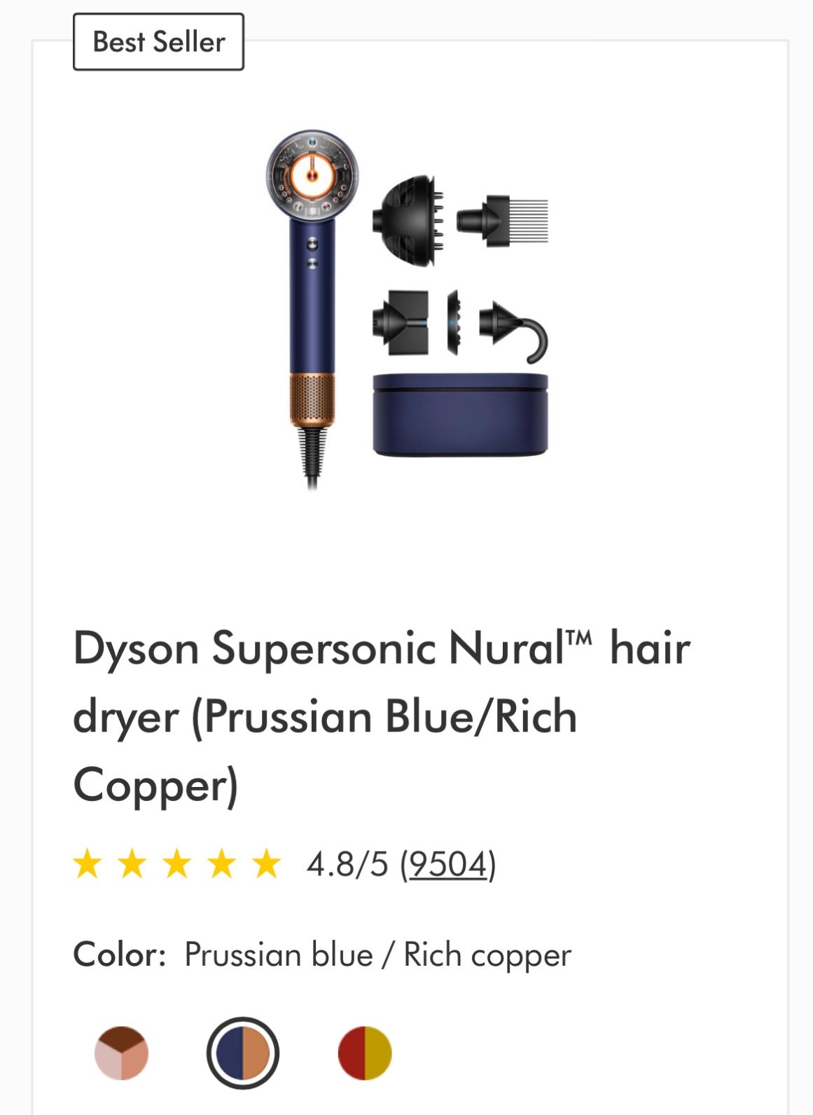 Dyson Supersonic Hair Dryer (color: Blue/copper)