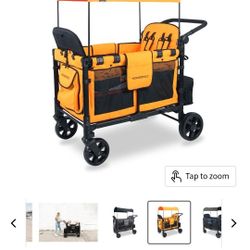 Wonderfold Multi-Purpose Quad Stroller Wagon Orange