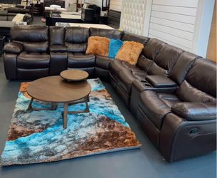 Memorial Day sale. Madrid Brown leather reclining sectional only $1399. Easy finance option. Same day, Delivery.