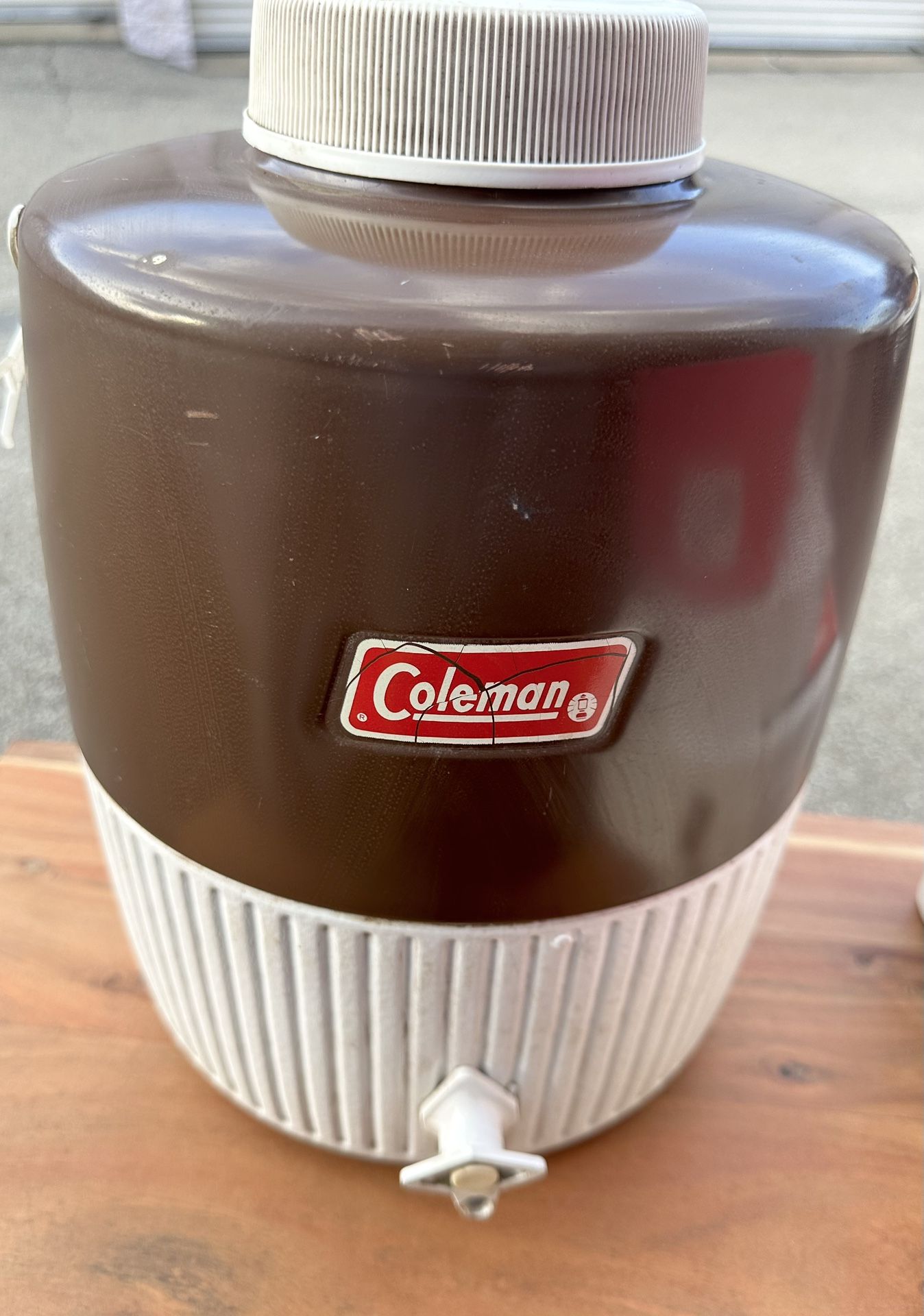 Vintage 70’s Coleman Brown Beverage Picnic Cooler Jug -Metal