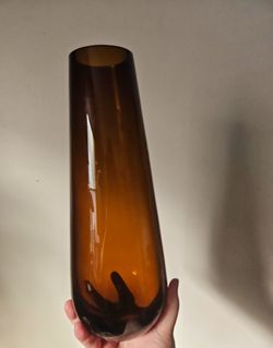 MCM Tall Amber Brown Glass Vase
