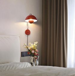 Mid-Century Modern Red Mushroom Wall Sconce – Plug-In / Hardwire Flowerpot Style Wall Light