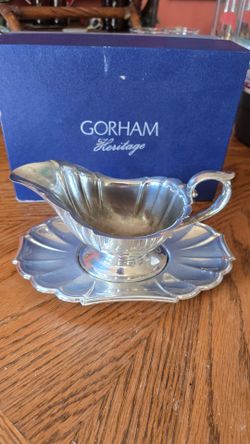 Heritage Silver Gravy Boat by Gorham Silver – Elegant Holiday Serving Piece