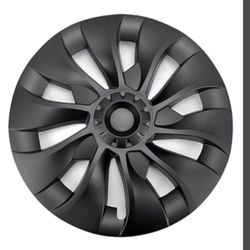 4PCS Tesla Model 3 Hubcaps - 18 Inch Matte Black Uber Turbine Style Wheel Cover Hub Cap Compatible with 2017-2023 Model 3