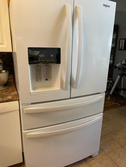 White Whirlpool French Door Refrigerator - For Parts or Repair!!!!!