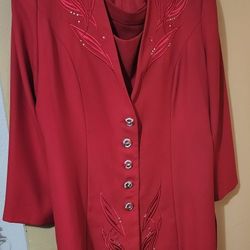2pc Women's Red Skirt Suit Plus Size 