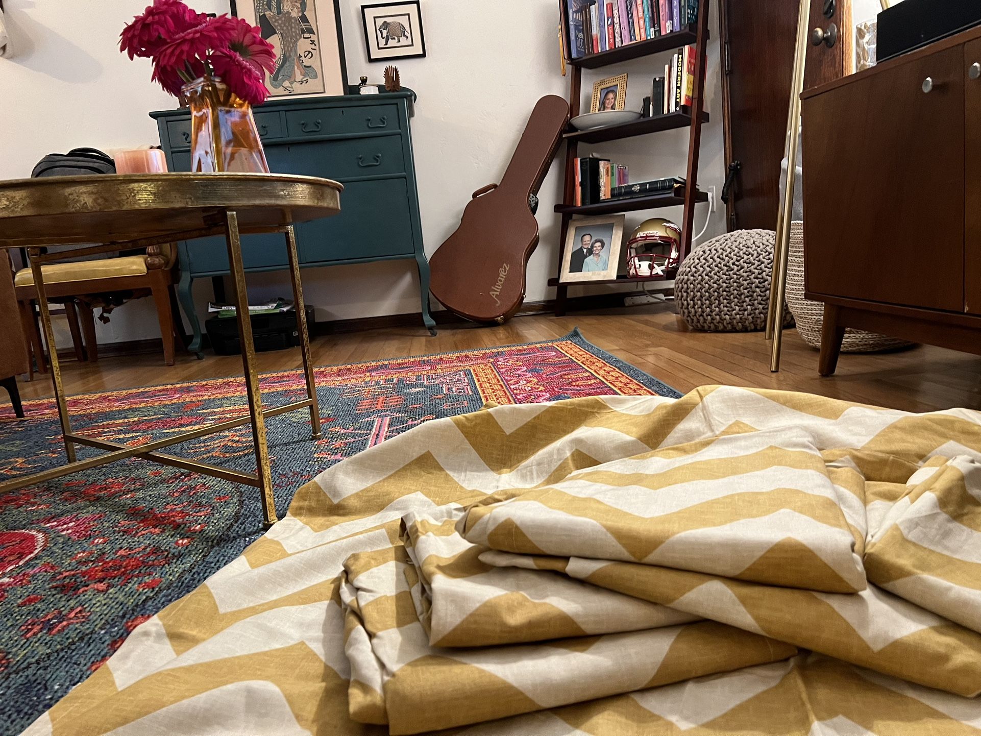 West Elm Chevron Curtains-mustard Yellow