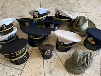 Vintage lot military visor hats caps covers Navy officer misc