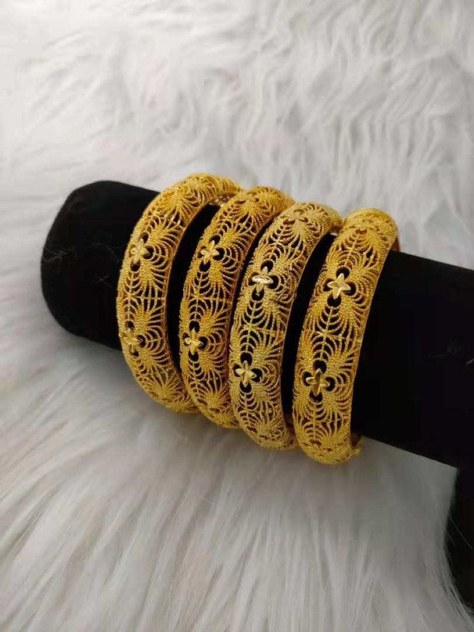 24K gold plated Dubai bangle jewelry bracelet openable bangle 4 pc