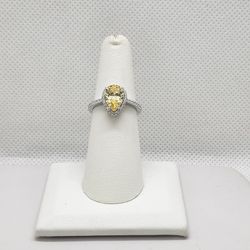 Brand New Sterling Silver 925 Yellow Oval Gemstone Ring 