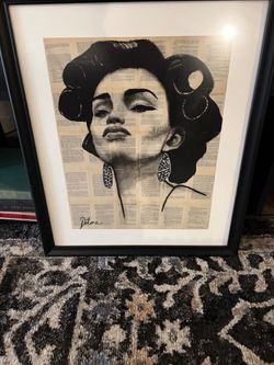 Loui Javer Roll with it Framed Signed Art Print Woman Portrait