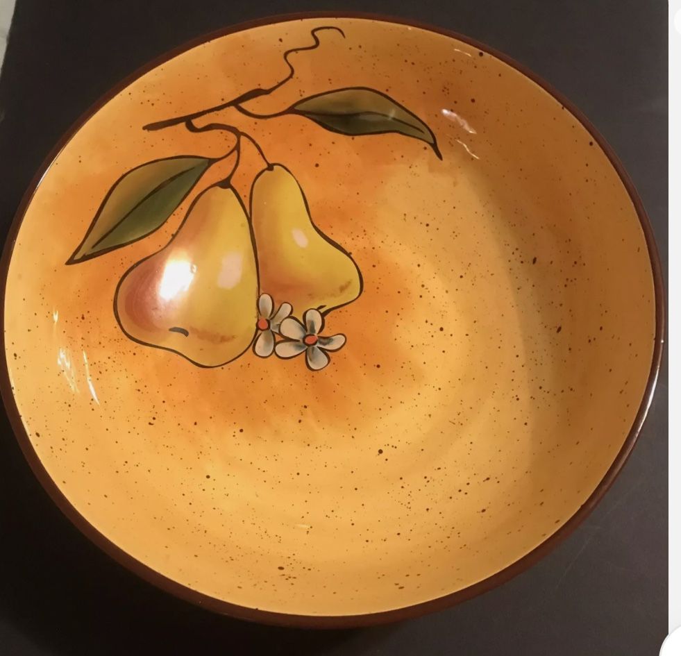 Harry & David Large Yellow Pear Fruit Bowl Centerpiece Italian Style