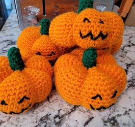 Reserved For Hagar.   22 Hand Crocheted Pumpkins 