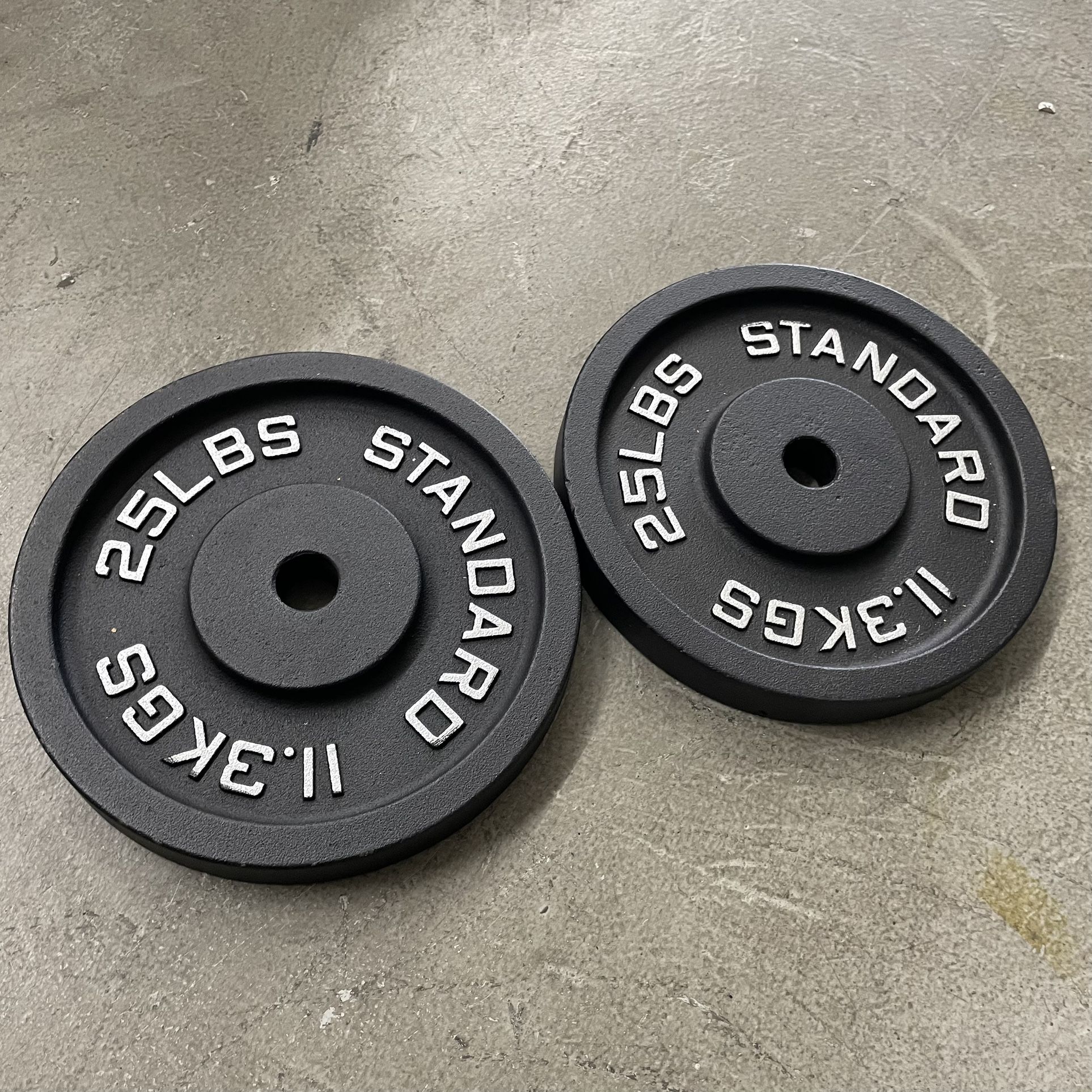 2 Pack, 1 Inch Barbell Standard Cast Iron Weightlifting Plate, 25 lbs