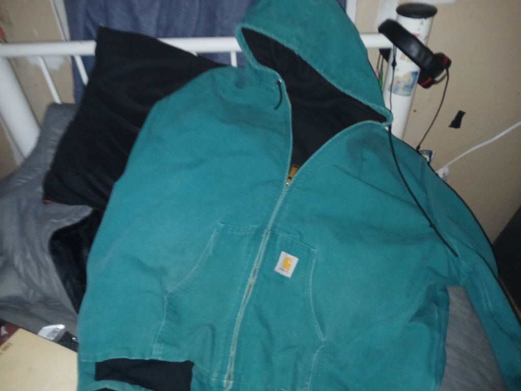 Carhartt Green Canvas Hooded Jacket XLarge