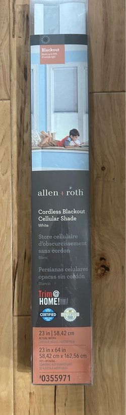 Allen + Roth 23-in x 64-in White Blackout Cordless Cellular shade
