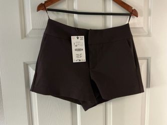 Zara Brown High-Waisted Dress Shorts