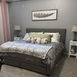 King Size Bed frame , Mattress, Mattress Topper and Mattress Cover