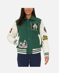 New Disney Green Letterman Jacket