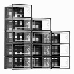12 Pack Stackable Hard Plastic Clear Shoes Storage Box Organizer New Condition