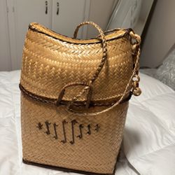 One-of-a-Kind Handwoven Rattan Backpack – Boho Statement Bag / Festival / Vintage Chic