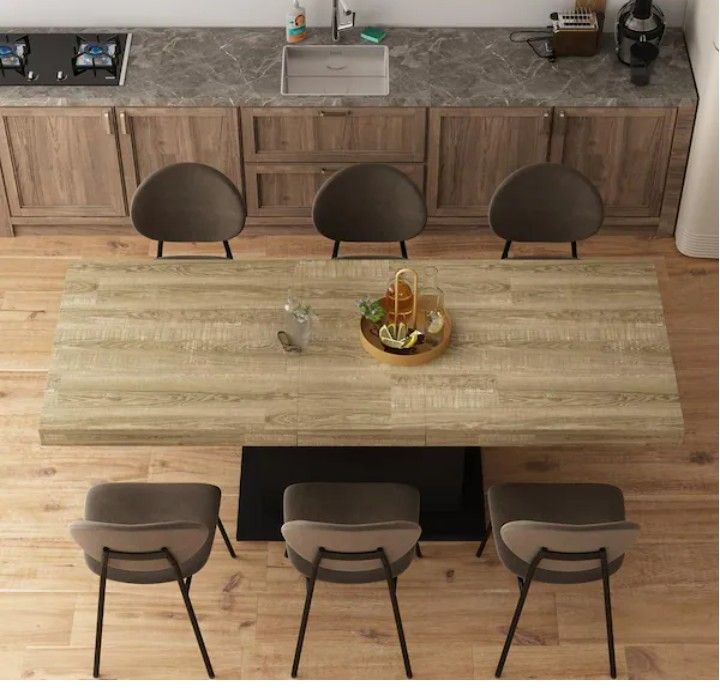 Modern Black Wooden Extendable Dining Table (63”–78.7”)