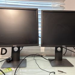 Dual Dell Monitors (With All Cables And Stands)