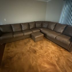 Large Brown Leather Couch