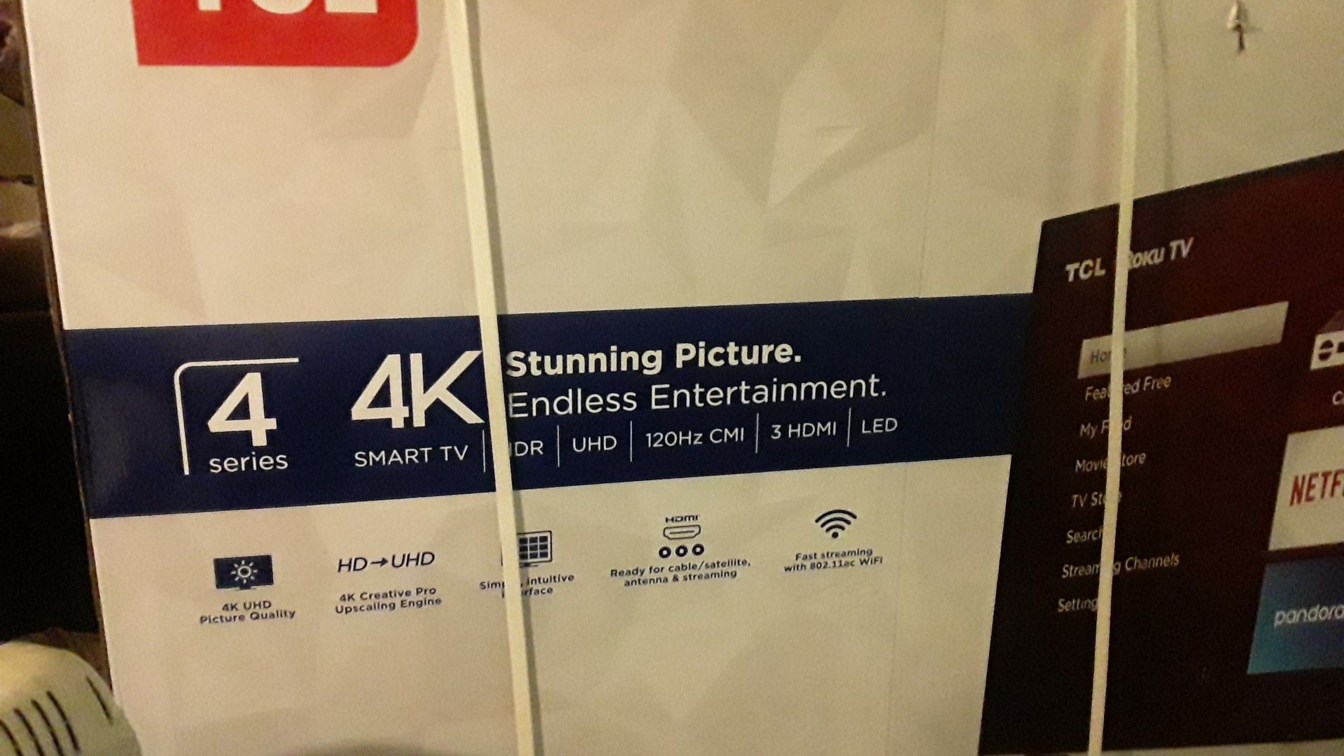 Brand New 65" TCL 4k Smart TV W/ Roku Tv In Box