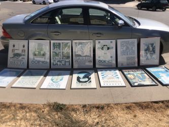 Collection of 14 professionally framed David Lance Goines Chez Panisse posters $800