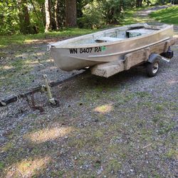 10' Flat Bottom Aluminum Boat And Trailer 