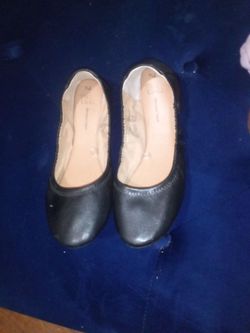 Black Leather Ballet Flats