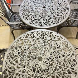 Cast Iron Heavy Duty Patio Set W/ Two Tables 5 Chairs 