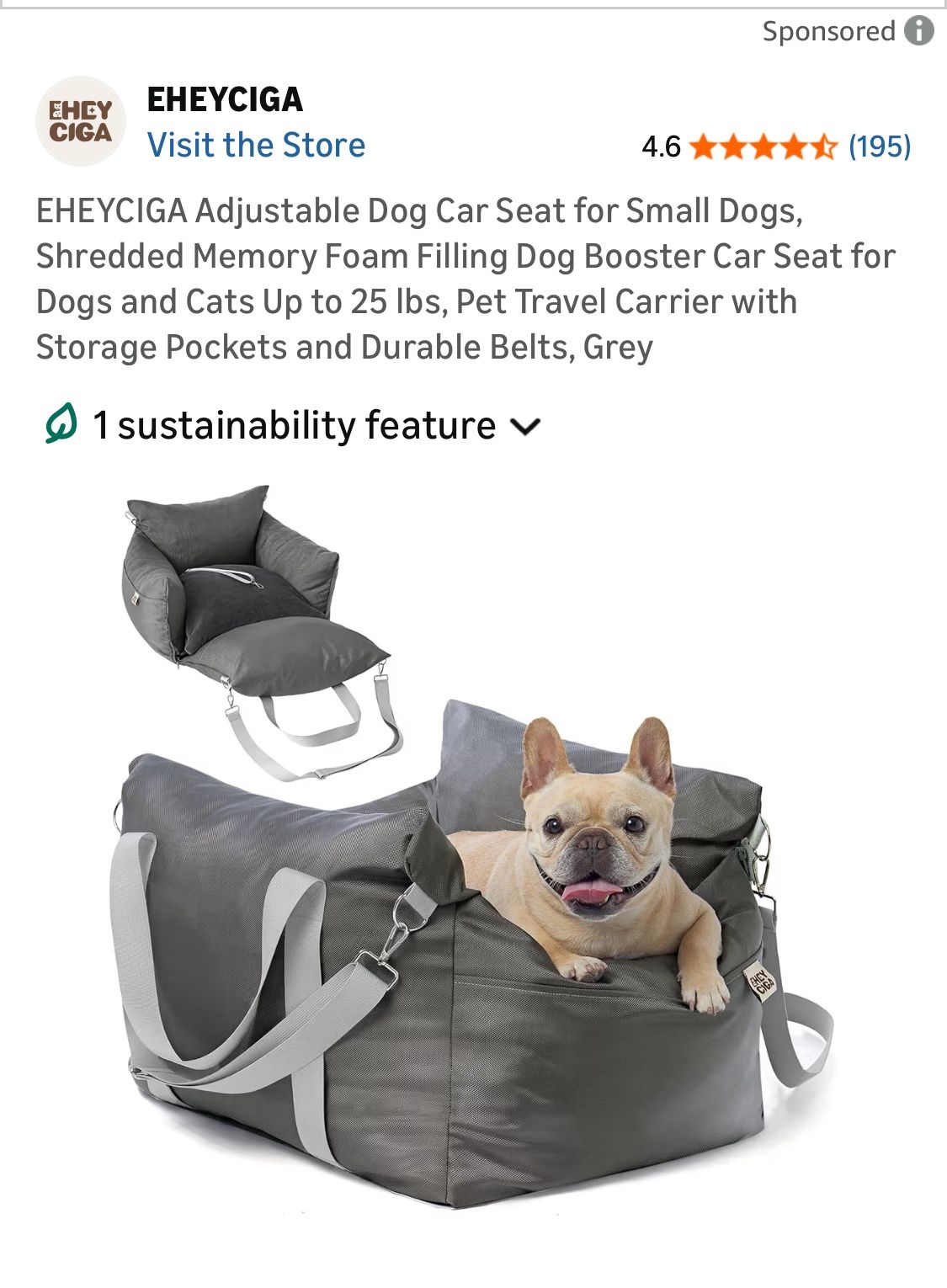 EHEYCIGA new adjustable dog car seat