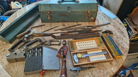Vintage tool box and tools