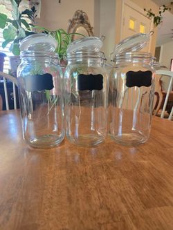 Set of 3 Glass Canister Jars with Latch Lids