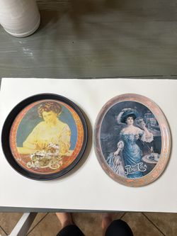 Lot of 2 Vintage Pepsi-Cola Advertising Trays  Collectible Soda Memorabilia