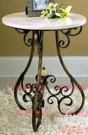 Round accent table genuine marble top, side, end, nightstand