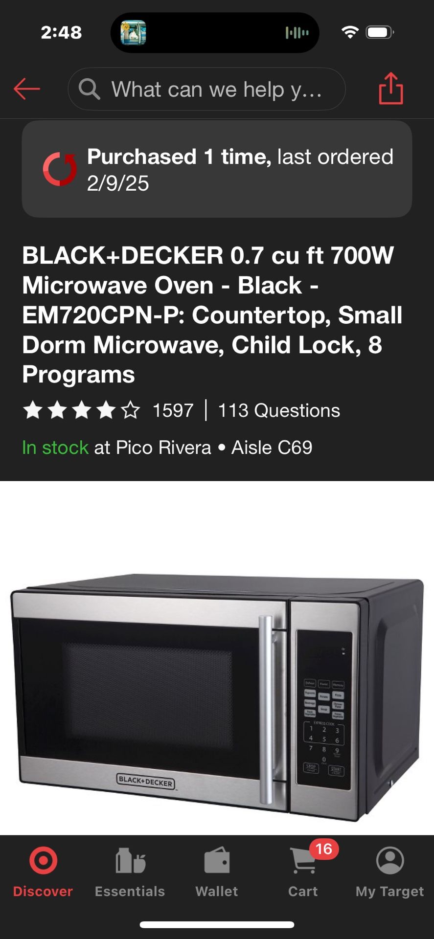 Black & Decker Small Dorm Microwave 