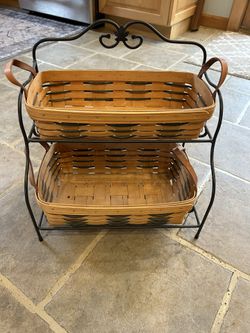 Longaberger basket with metal rack