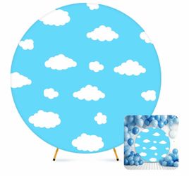 7.2 ft Arch Backdrop Cover Blue Sky White Clouds