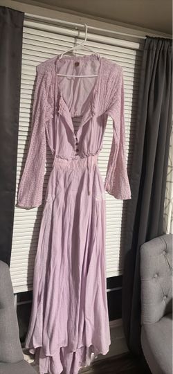 Lavender Boho Maxi Dress free people  with Lace Sleeves