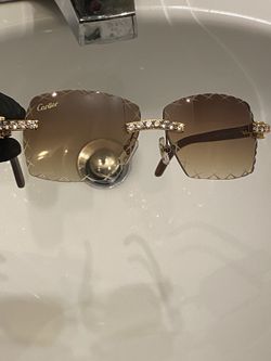Cartier Sunglasses Gold Brown Lens 