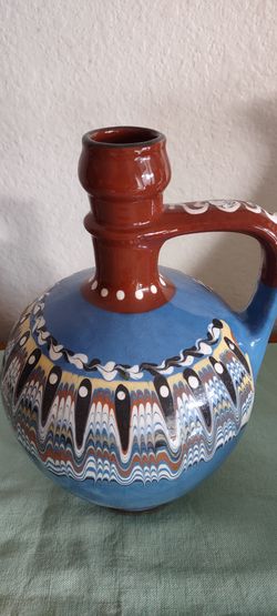 Glazed Pottery 10 Inch Pitcher