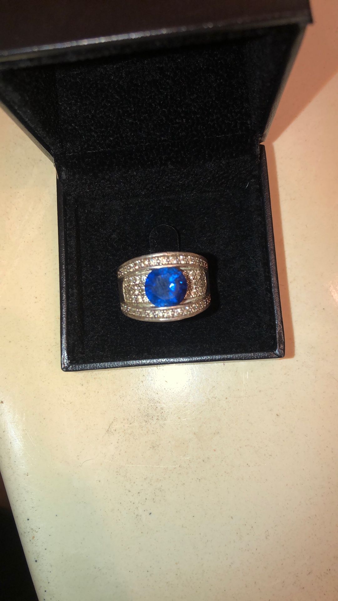 Antique Blue Gemstone 925 Sterling Silver Ring, Size 9 And 8