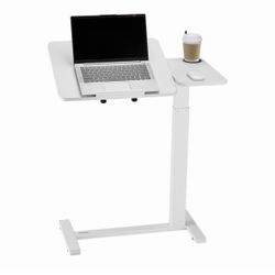 Overbed Table, Height Adjustable Bedside Laptop Desk with Flip Top, Hidden Wheels & Cup Holder, Portable Over Bed Desk for Home Office Study