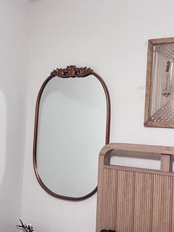 Oval Wall Mirror with Bronze Ornate Frame